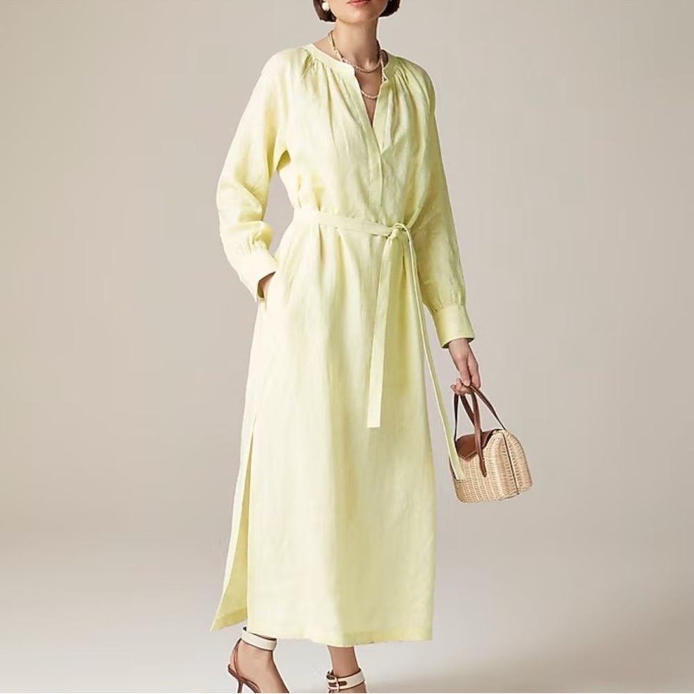 J.Crew Yellow Linen Maxi tunic dress s S
